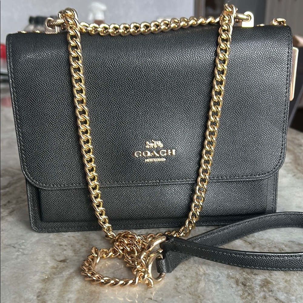 Coach Black Leather Chain Shoulder Bag
